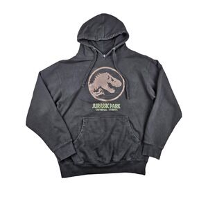 Universal Studios Mens Jurassic Park Logo Black Hoodie Jacket Size M